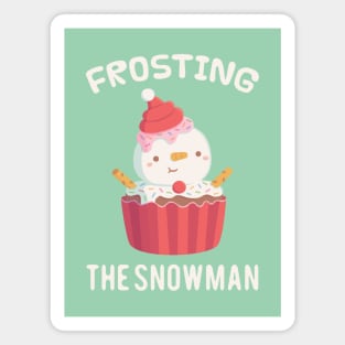 Funny Frosting the Snowman Cupcake Magnet